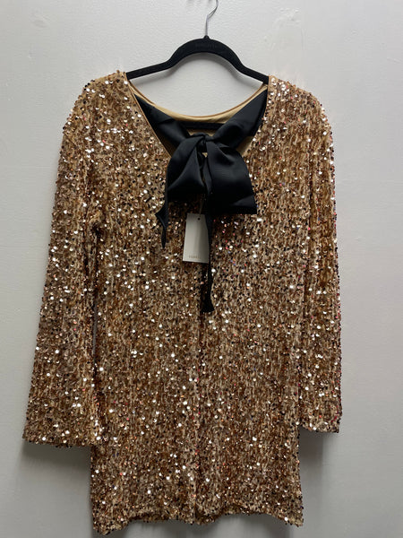 Lovelo Gold Sequin w/Black Ribbon Tie in Back