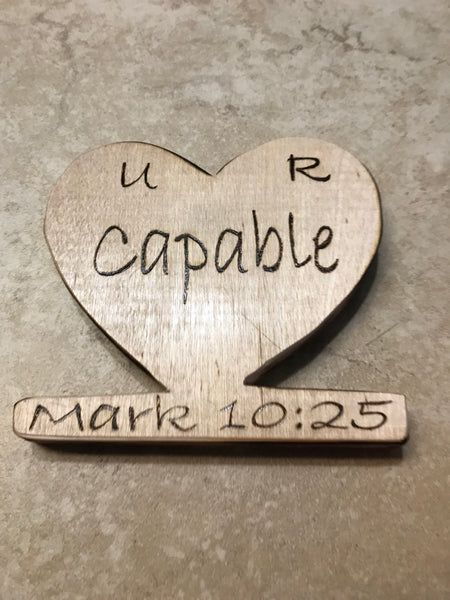 Valentine Heart Hand Made Wood Burn Decor/ w Tags-u r capable Mark 10:25