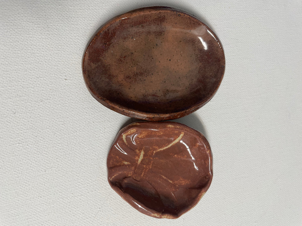 Handmade Oval Ceramic Spoon Rest:Set of 2-3"&2" OhhMy! Gifts and Things, LLC-Dark Orange