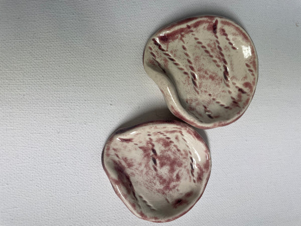 Handmade Oval Ceramic Spoon Rest:Set of 2-3"&2" OhhMy! Gifts and Things, LL off white/mauve