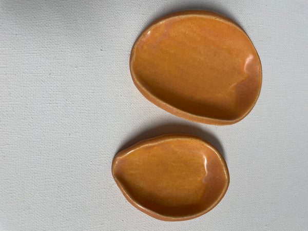 Handmade Oval Ceramic Spoon Rest:Set of 2-3"&2" OhhMy! Gifts and Things, LLC-orange