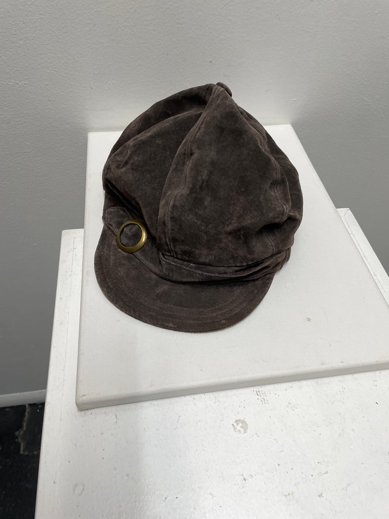 Preloved Brown Leather Newsboy cap