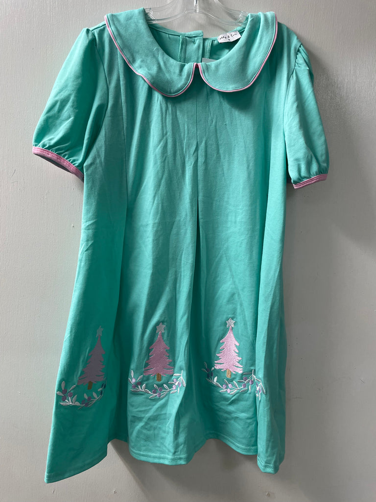 Girls Mint Green/pink Christmas tree Dress Natasha May