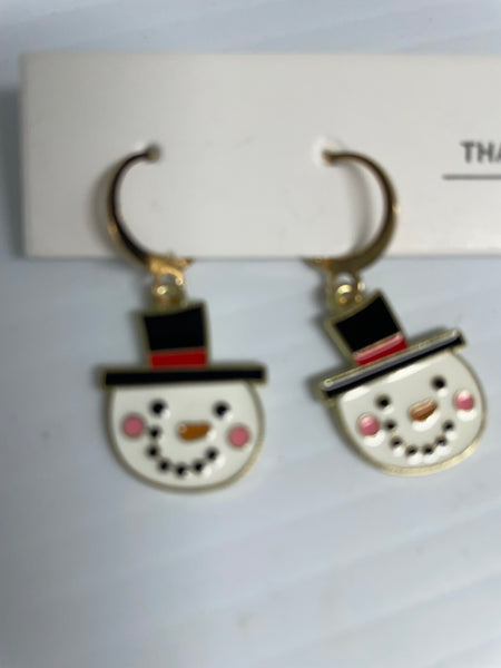 Kids Christmas Collection Earrings -snowman face clasp