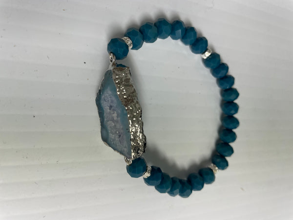 Agate Stone Bracelets Kendra Schrader-dark blue/silver trim