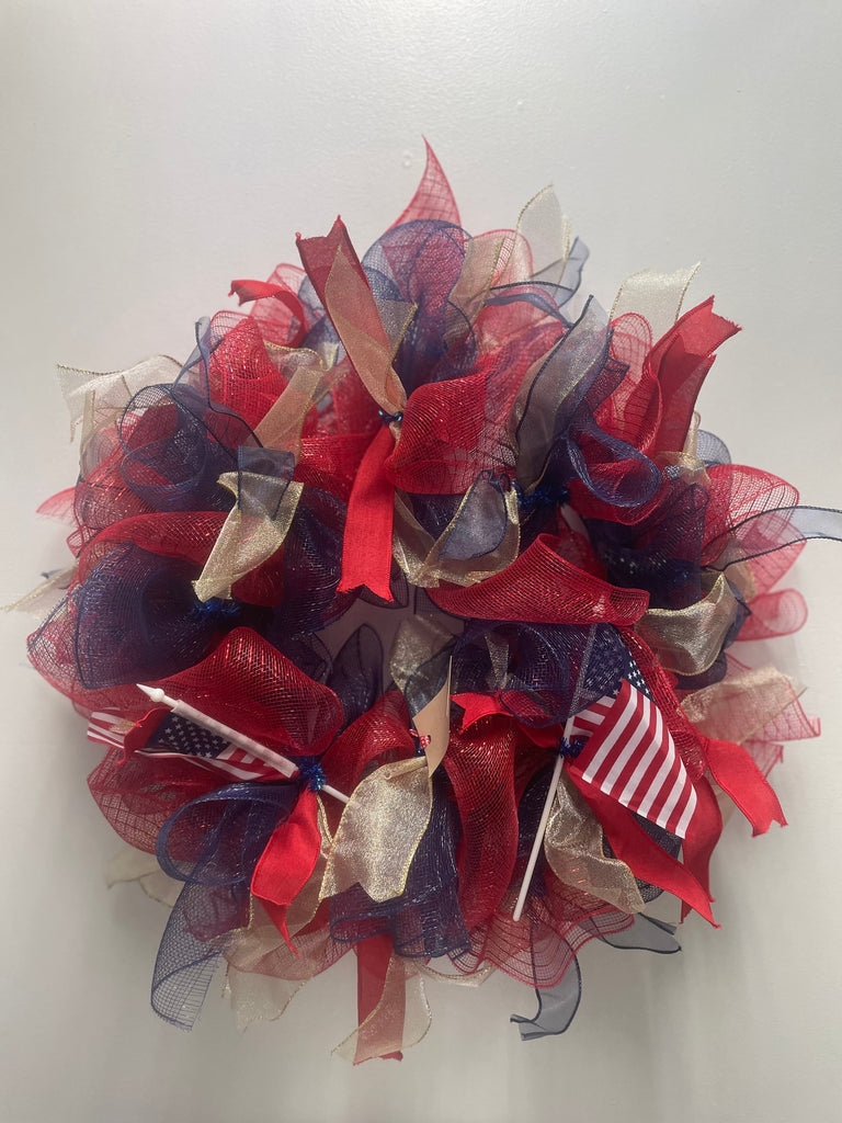 Red White Blue Wreath w/Flags