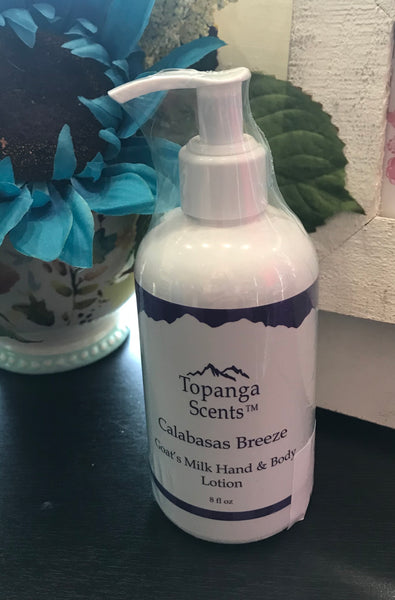 Topanga Scents Goat's Milk Hand & Body Lotion/8oz/Calabasas Breeze