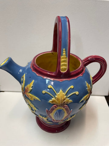 9.75"H 8.5"W 6"D Antique Blue/Red Eichwald Czechoslovakia Pitcher