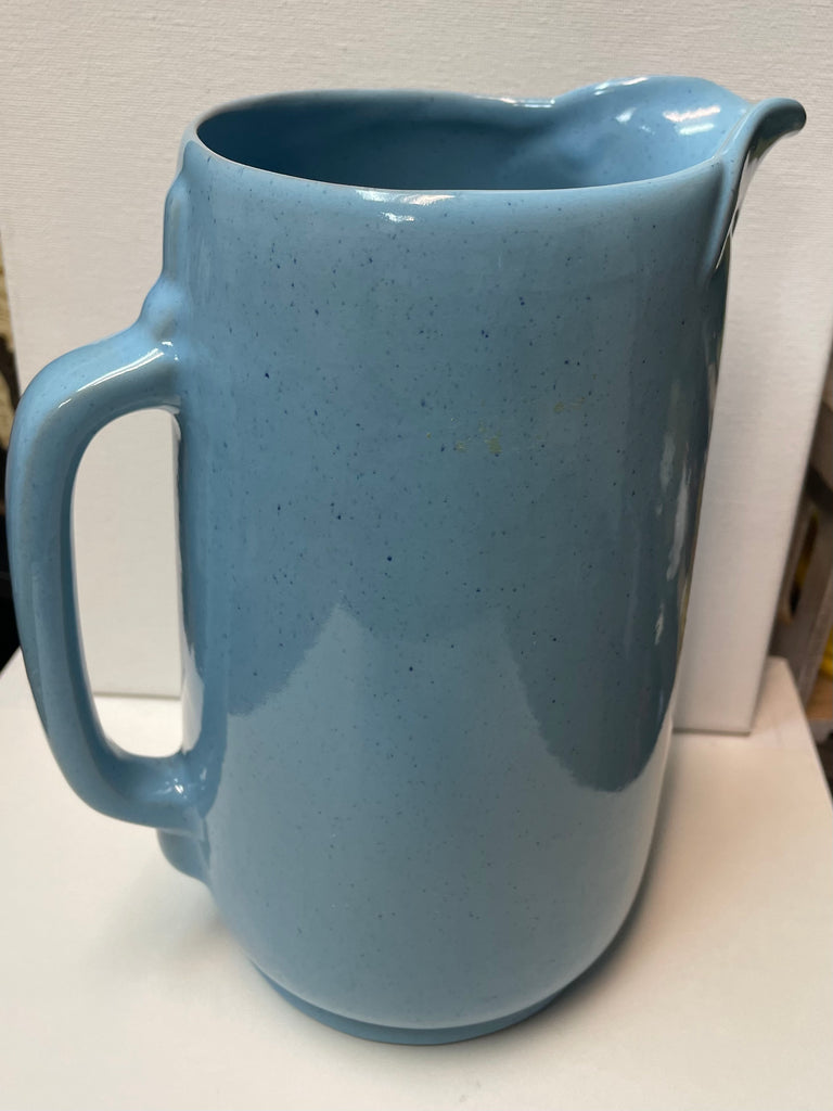 9"H 7.5"W 5.5"D 1950s Blue Frankoma Pitcher (as is-chip)