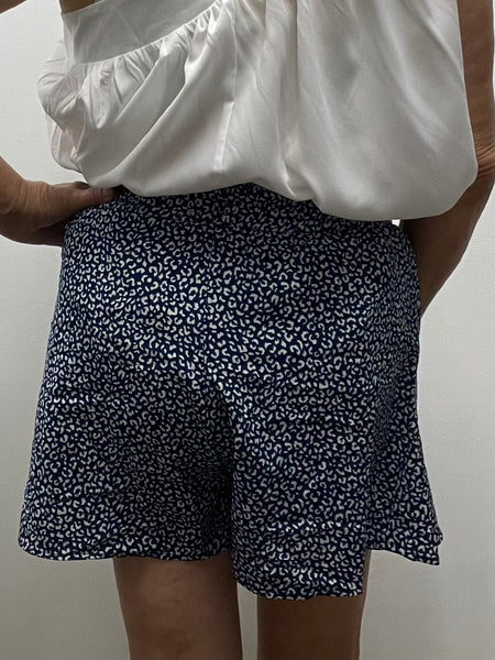 I Love-Skorts Flowy Shorts w/tie waist blue/white