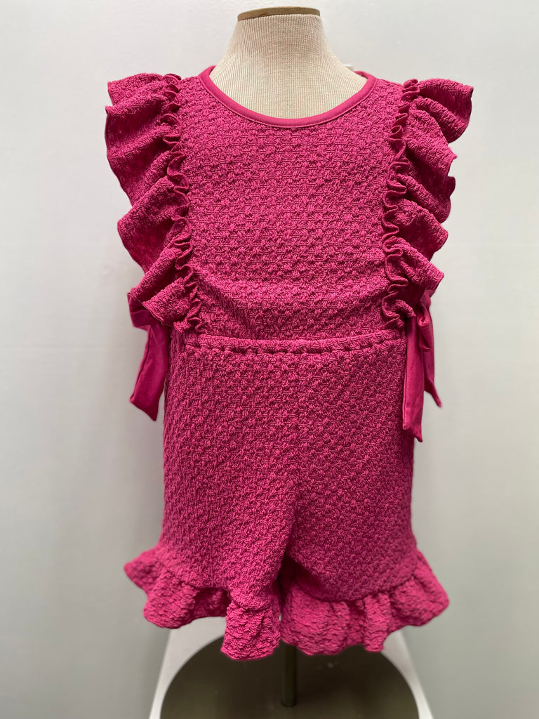 Kids Fushia Jumper w/ruffle sleeves w/bow on sides