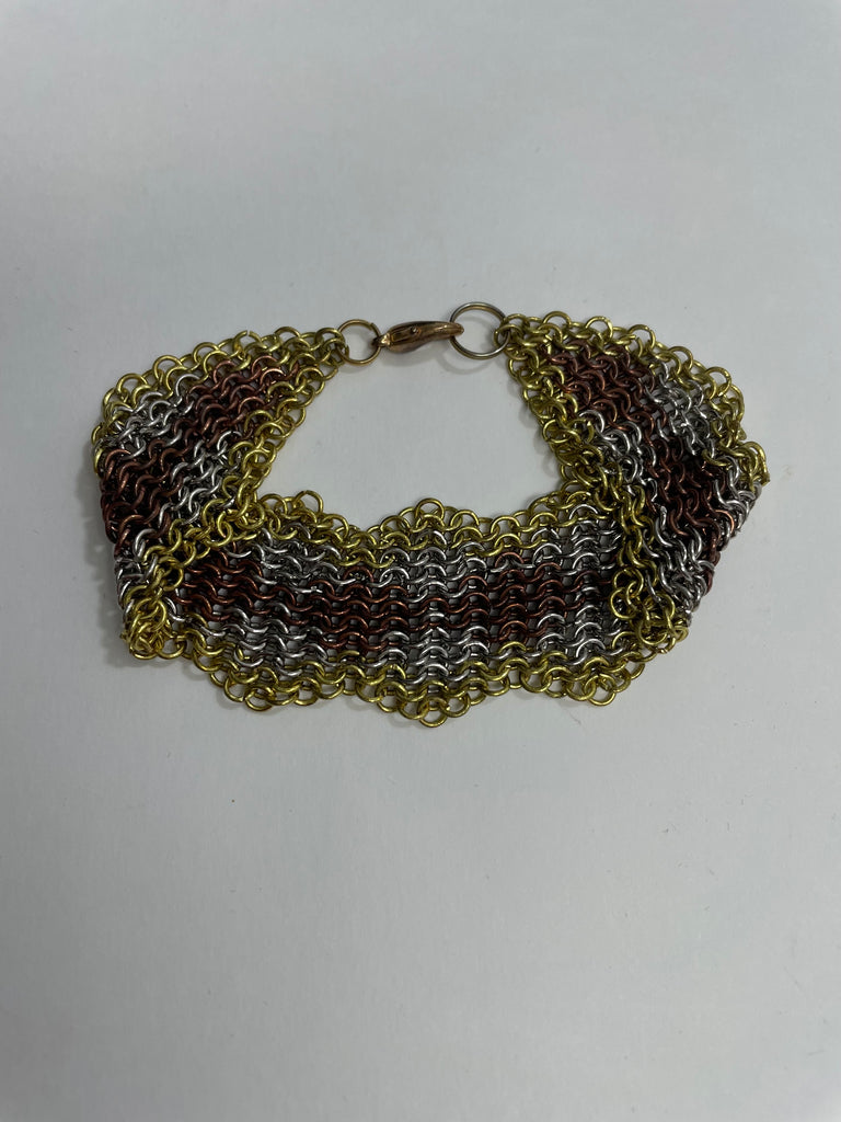 Gold/Silver/Rust Chain Net Bracelet