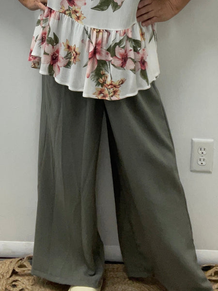 Wide Leg Elastic Waist Pants Melissa McCoy