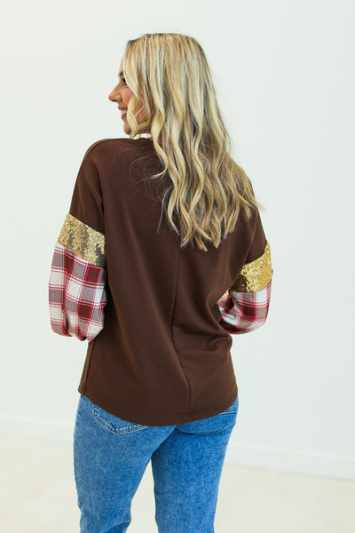 Brown Plaid Christmas Tree Sweatshirt Grace+Emma