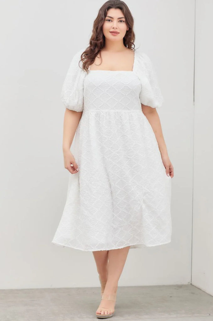 Polagram Dalayna-Plus Long White lined Dress