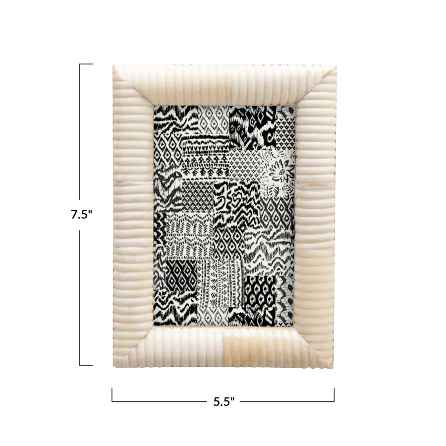 Hand carved Cream Photo Frame holds 4"x6"