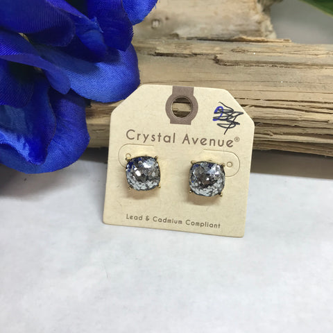 Silver Glitter Studded Earrings