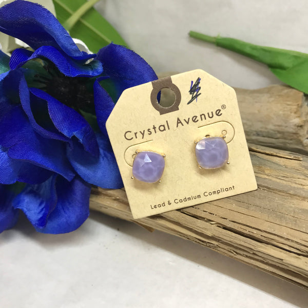 Solid Light Purple Color Studded Earrings with Gold Backing.