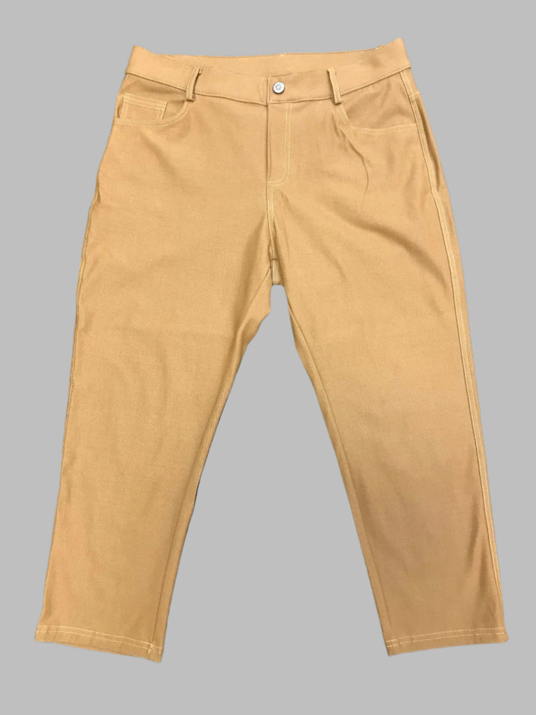 light brown stretchy material capri pant