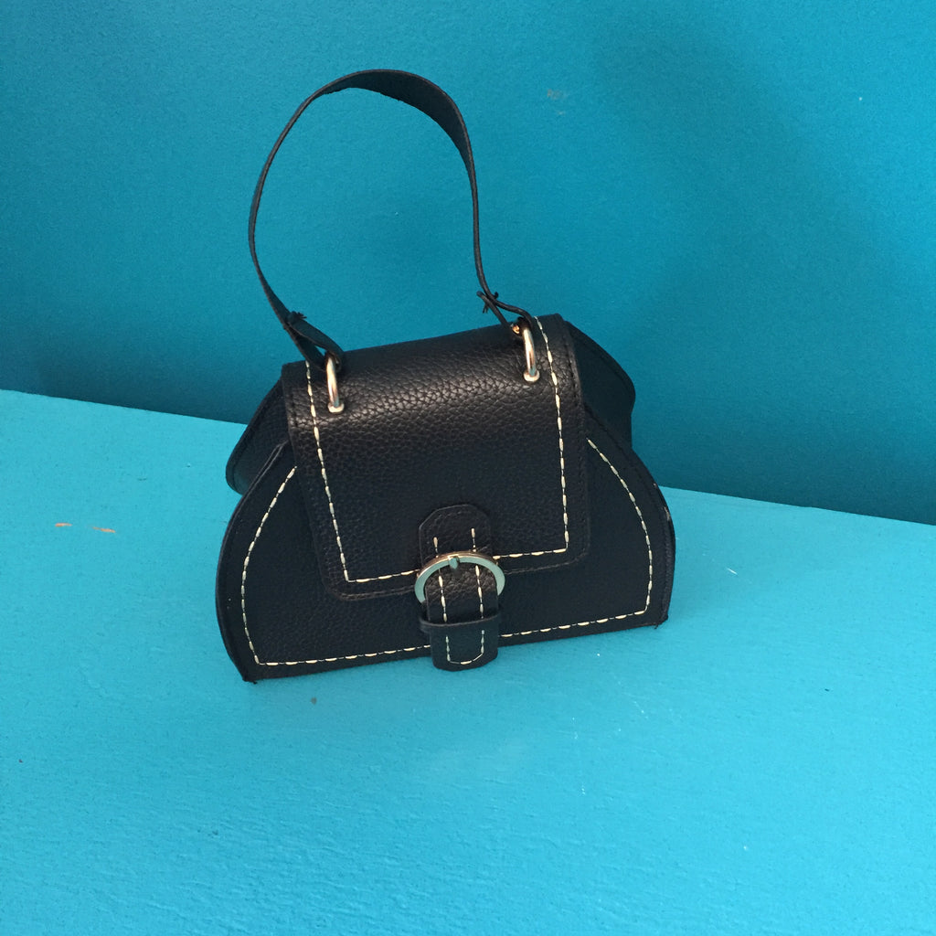 small black marisol handbag with silver buckle