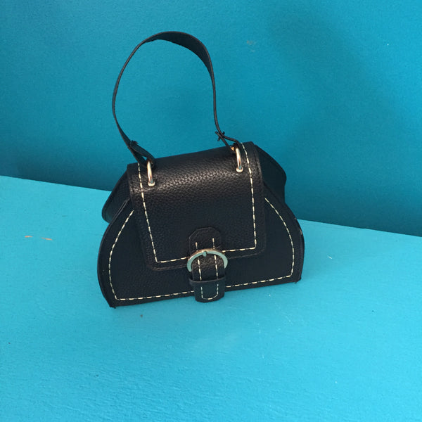 small black marisol handbag with silver buckle