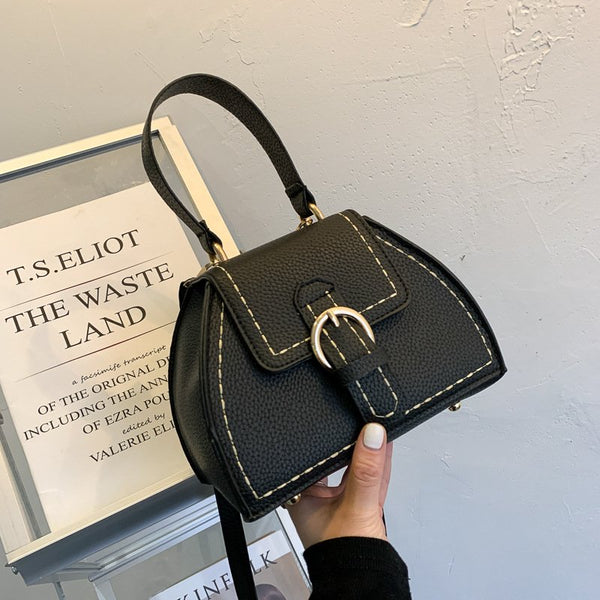 small black marisol handbag with silver buckle