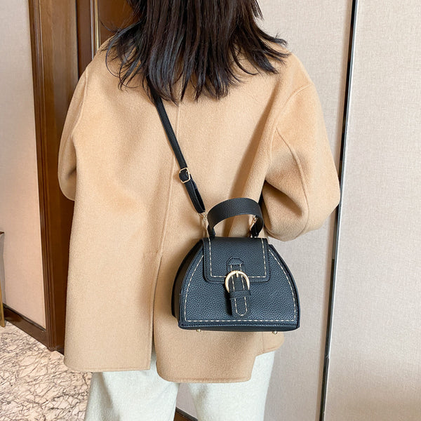 small black marisol handbag with silver buckle