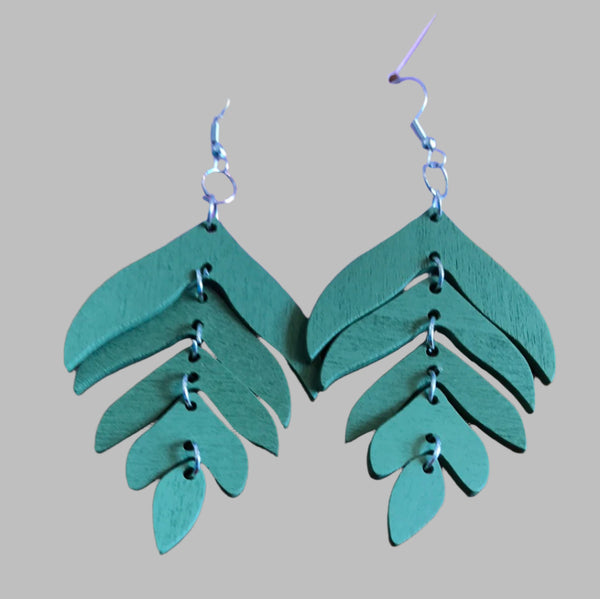 Assorted Earrings-Olive 5 strand leaves