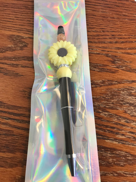 Sunflower Beaded Pens-Brown/Yellow