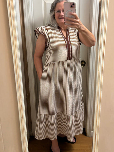 Brown striped dress Amanda Queen