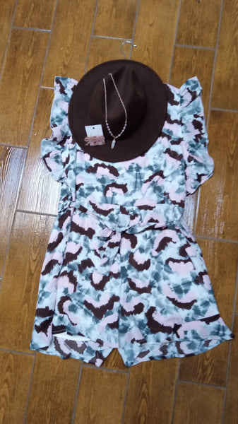 Grace & Emma Pink & Black Leopard Romper with pockets and ruffled sleeves OhhMy! Gifts and Things, LLC