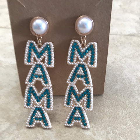 Blue Mama Beaded Earrings