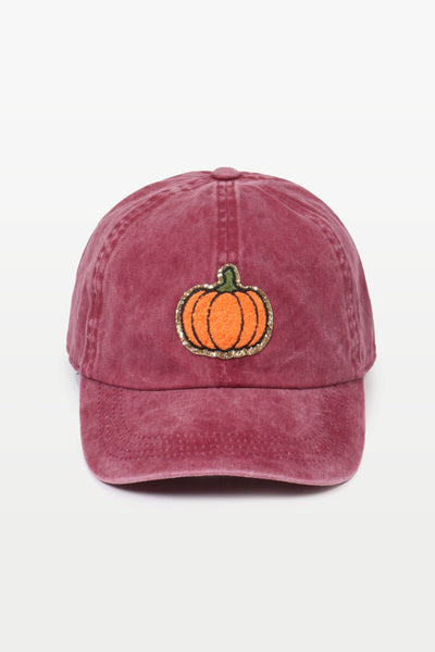 FALL Pumpkin Chenille Metallic Patch Baseball Cap David And Young