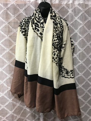 Leopard Print Scarve-Brown/cream leopard