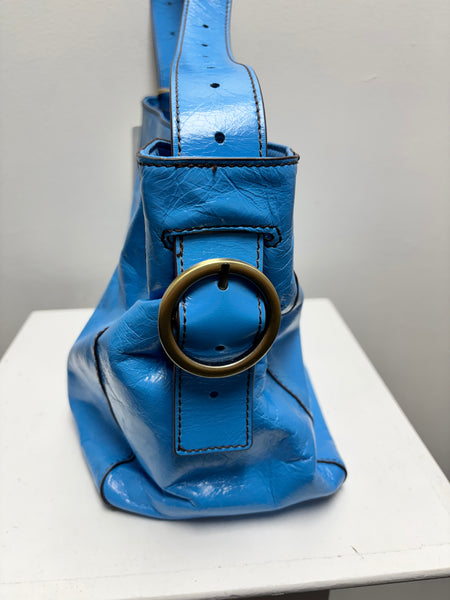 HOBO Render Tranquil Blue Leather Shoulder Bag Kathy Mangum