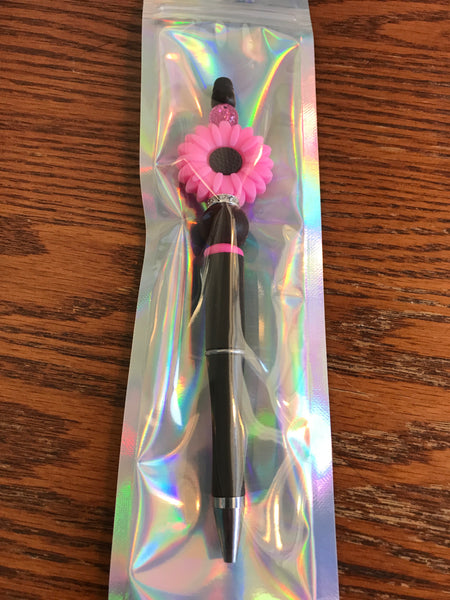 Sunflower Beaded Pens-Pink/Brown