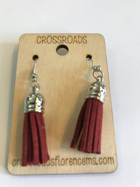 Tassel Earrings-wine red