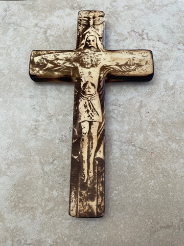 10"x6" Handmade Wood Cross w/Jesus print
