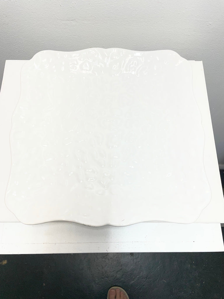 11 1/2'X11 1/2" Royal Standard White Leopard square platter Amanda Queen