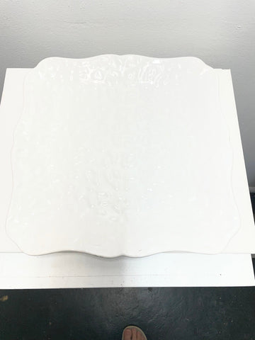 11 1/2'X11 1/2" Royal Standard White Leopard square platter Amanda Queen