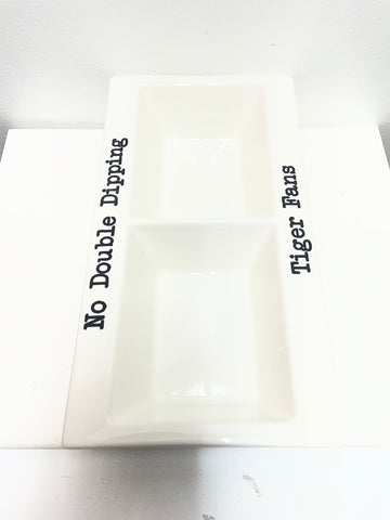 11"x6" Tiger NO double dipping 2 tier dip platter Amanda Queen