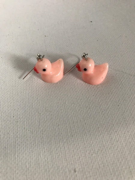 Duck earrings-pink