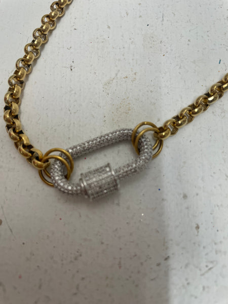 16"Gold Necklace w/sparkly silver carabiner