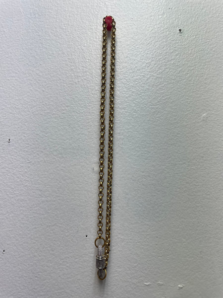 16"Gold Necklace w/sparkly silver carabiner