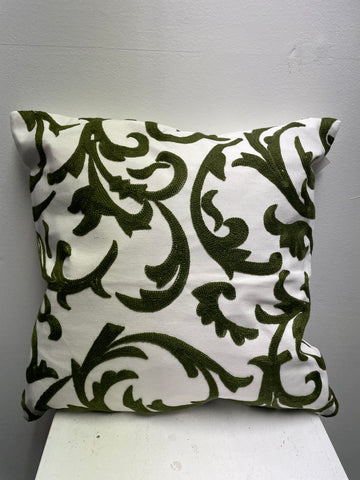 Pollice Verde 17x17 Decorative Pillow - White & Emerald Green Design