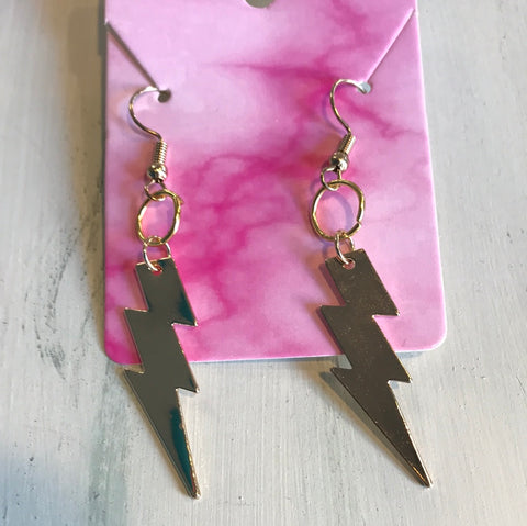 Gold Lightening Rod Earrings