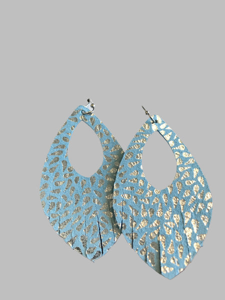 Teardrop Style Earrings-Light Blue/Siler