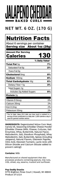 Flavored Baked Curls - 6oz - Jalapeno Cheddar Pop Daddy Snacks