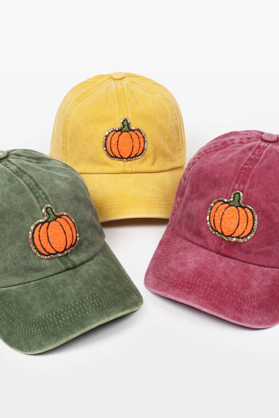 FALL Pumpkin Chenille Metallic Patch Baseball Cap David And Young