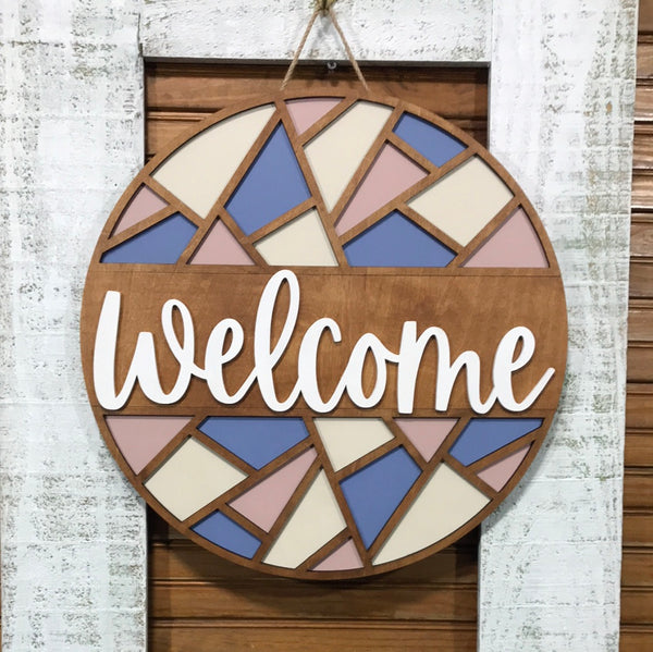 Handmade Door Hangers-White Welcome